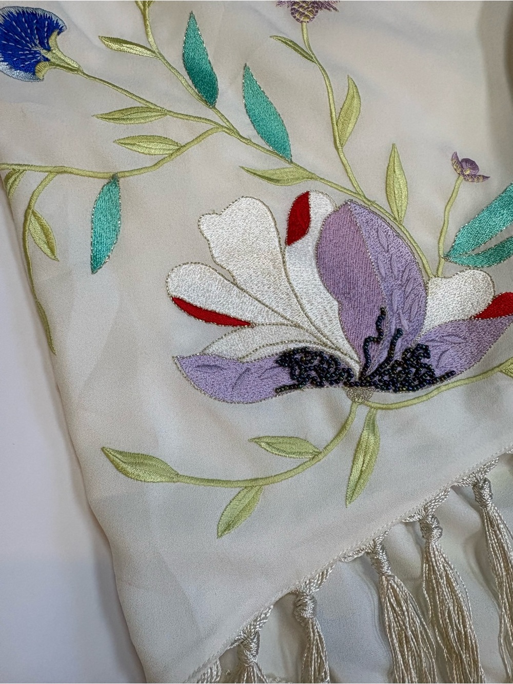 Forte Forte Embroidered Fringe Wrap Top | Ivory | Size 2 | Italian Luxury - Picture 2 of 16
